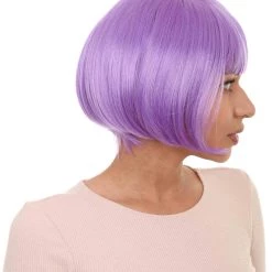 HPO Women's Womens Purple Bob Wig | Party Ready Fancy Cosplay Halloween Wig | Premium Breathable Capless Cap