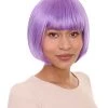 HPO Women's Womens Purple Bob Wig | Party Ready Fancy Cosplay Halloween Wig | Premium Breathable Capless Cap