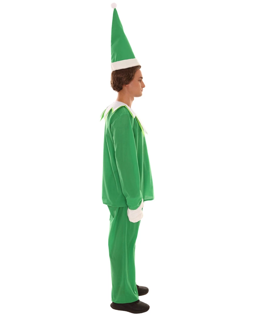 HPO Adult Men's Elf On The Shelf Costume | Green Halloween Costume