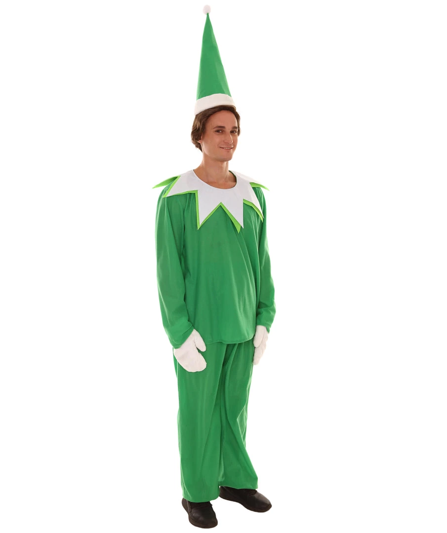HPO Adult Men's Elf On The Shelf Costume | Green Halloween Costume