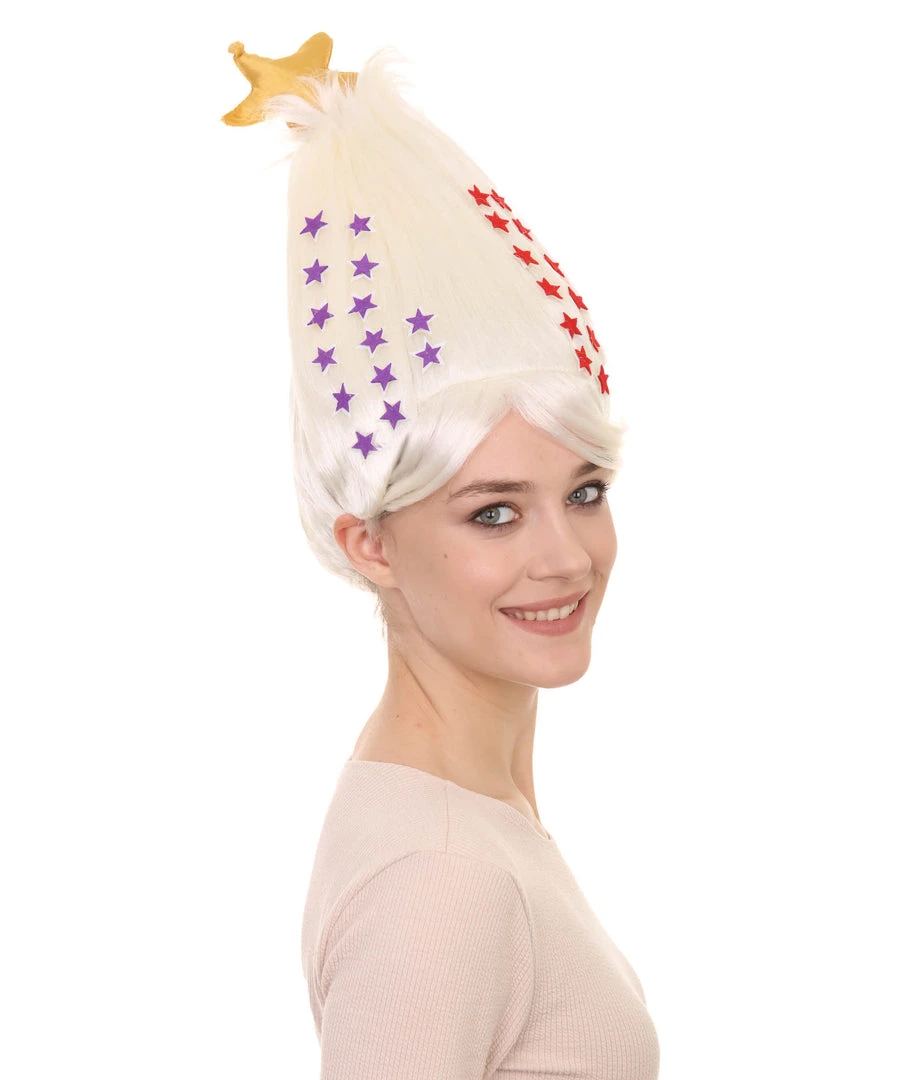 HPO White Christmas Tree Unisex Wig | Christmas Star Xmas Wig | Premium Breathable Capless Cap