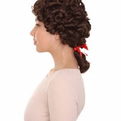 HPO Womens Colonial Lady Curley Black Historical Wig | Premium Breathable Capless Cap Women's
