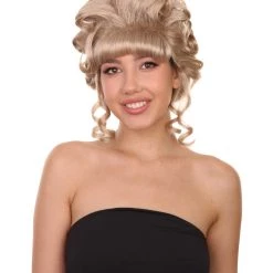 Adult Women's 11.5" Medium Length Curled Curly Halloween Cosplay Party Updo Bouffant 'do Lady Costume Wig, Synthetic Soft Fiber Hair, | HPO