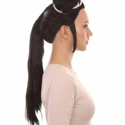 HPO Women's Womens Singer Bun Wigs | Song Contest | Black & White Celebrity Wigs | Premium Breathable Capless Cap