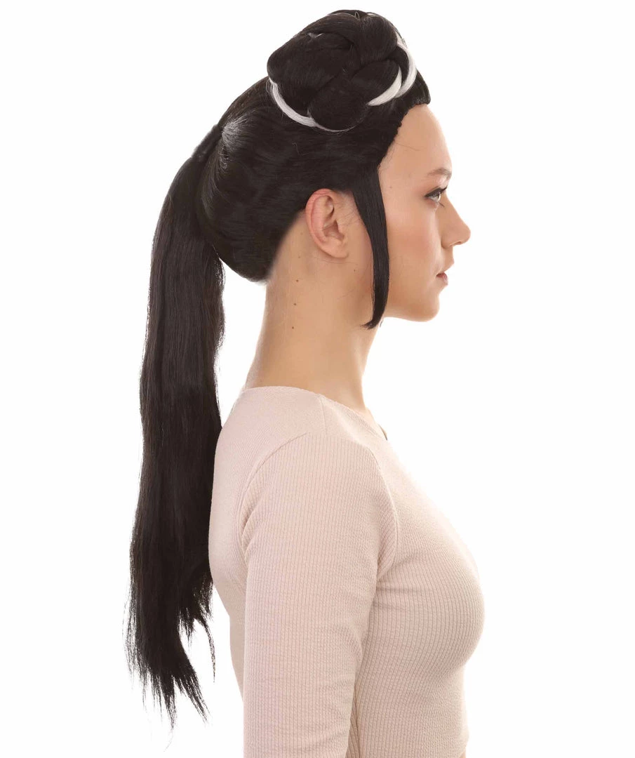 HPO Women's Womens Singer Bun Wigs | Song Contest | Black & White Celebrity Wigs | Premium Breathable Capless Cap