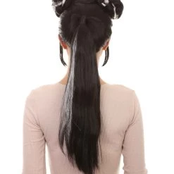 HPO Women's Womens Singer Bun Wigs | Song Contest | Black & White Celebrity Wigs | Premium Breathable Capless Cap