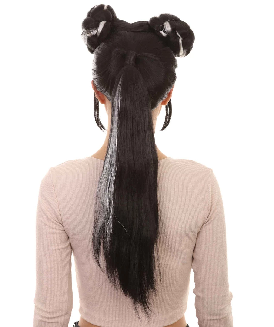 HPO Women's Womens Singer Bun Wigs | Song Contest | Black & White Celebrity Wigs | Premium Breathable Capless Cap