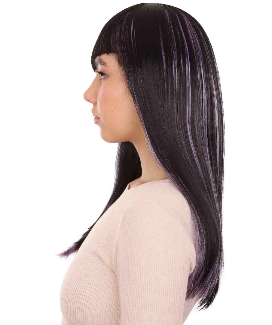 HPO Glitter Vampire Black Womens Wig | Horror Halloween Wig | Premium Breathable Capless Cap Women's