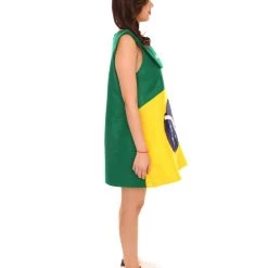 FLAGWIGS Adult Women's Brazil Flag Trolls Dress Sport Costume | Patriotic Cosplay Costume