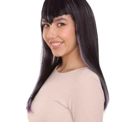 HPO Glitter Vampire Black Womens Wig | Horror Halloween Wig | Premium Breathable Capless Cap Women's