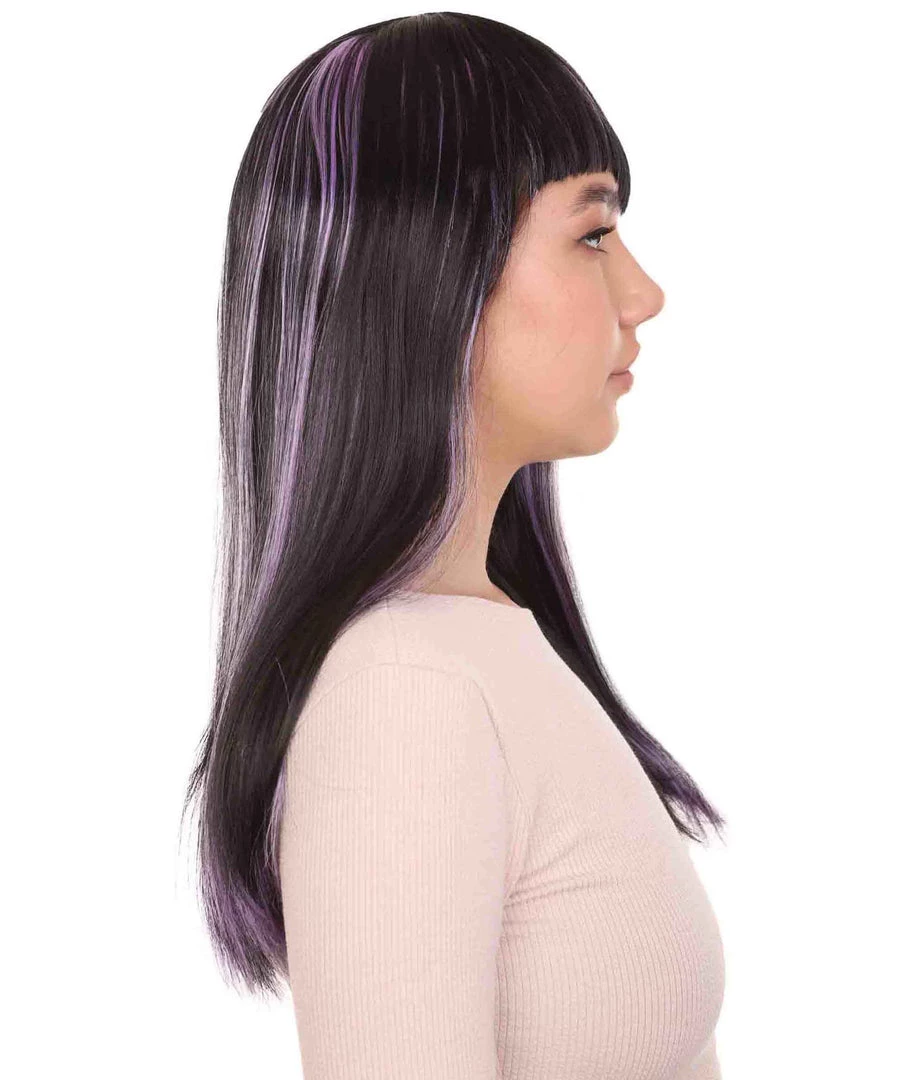 HPO Glitter Vampire Black Womens Wig | Horror Halloween Wig | Premium Breathable Capless Cap Women's