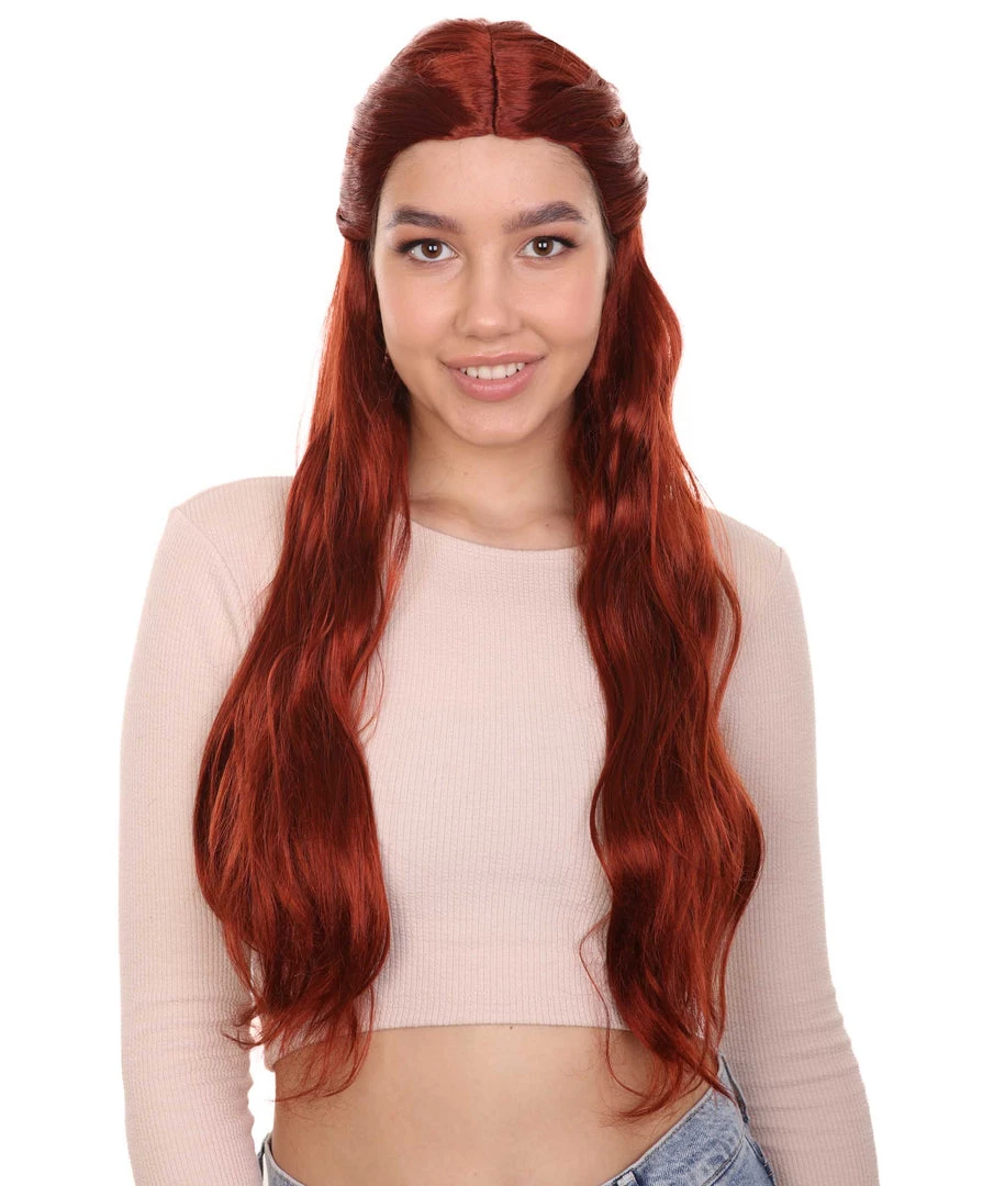 HPO Queeny Womens Wig | Long Brown Fancy Halloween Wig | Premium Breathable Capless Cap