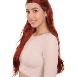 HPO Queeny Womens Wig | Long Brown Fancy Halloween Wig | Premium Breathable Capless Cap
