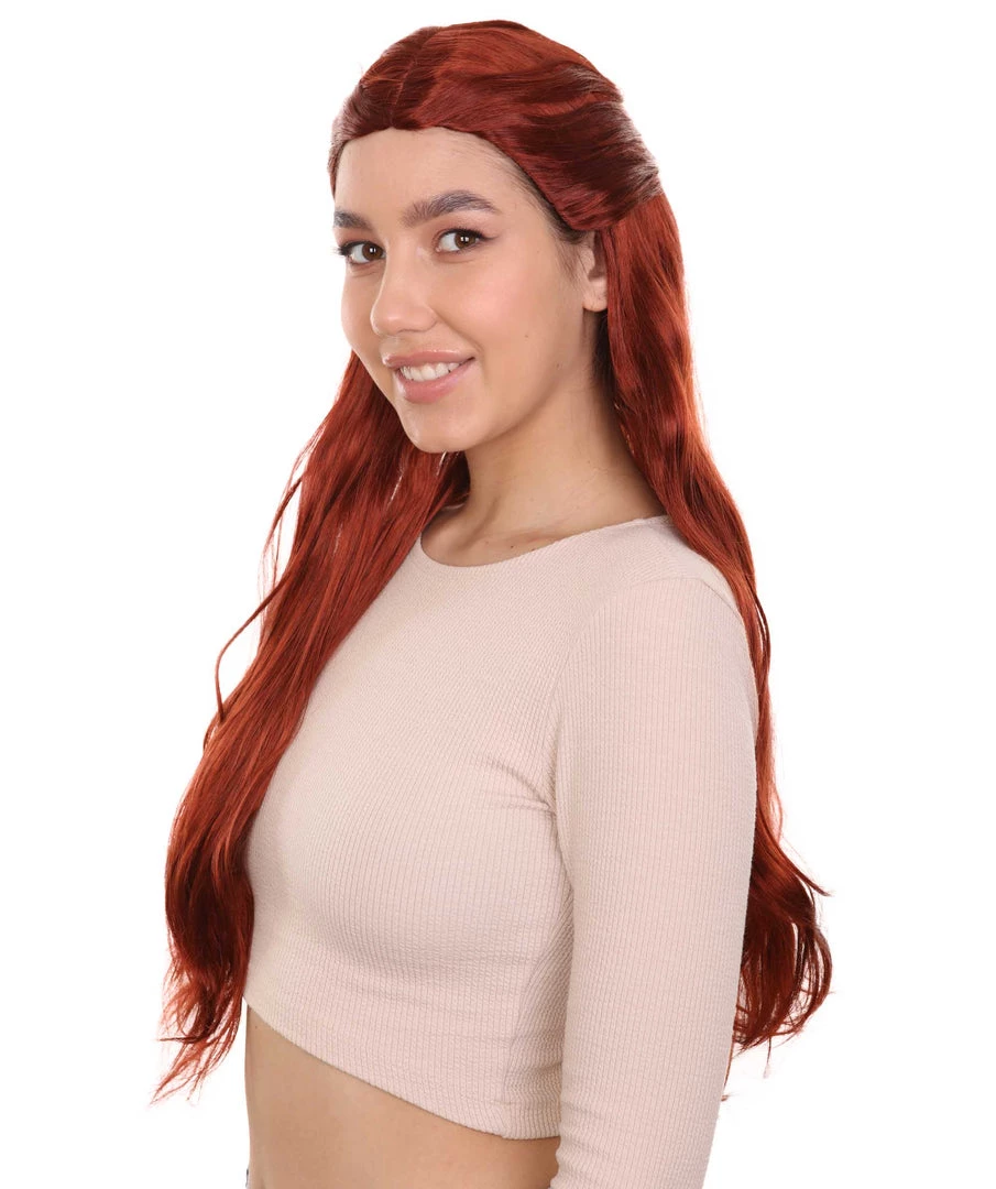HPO Queeny Womens Wig | Long Brown Fancy Halloween Wig | Premium Breathable Capless Cap