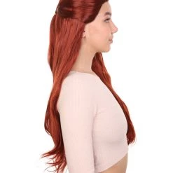 HPO Queeny Womens Wig | Long Brown Fancy Halloween Wig | Premium Breathable Capless Cap