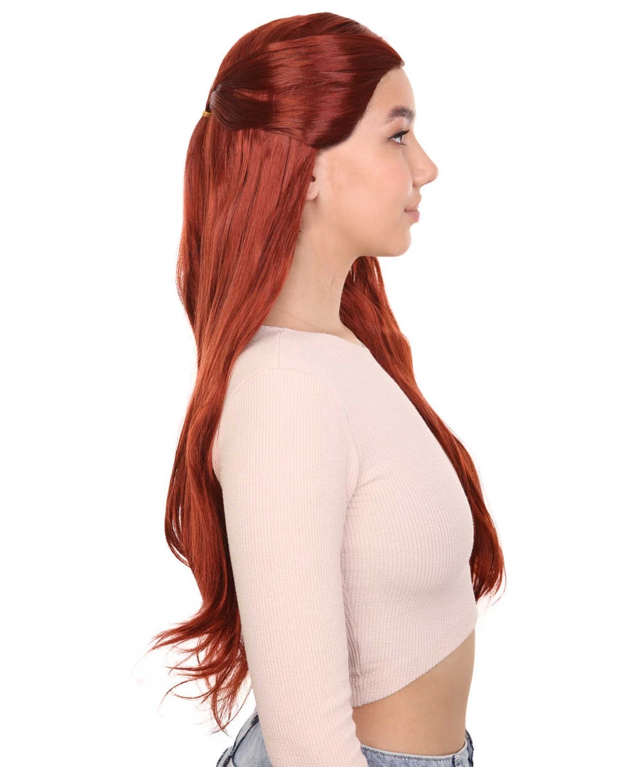 HPO Queeny Womens Wig | Long Brown Fancy Halloween Wig | Premium Breathable Capless Cap