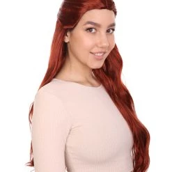 HPO Queeny Womens Wig | Long Brown Fancy Halloween Wig | Premium Breathable Capless Cap