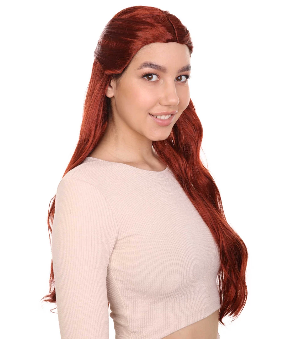 HPO Queeny Womens Wig | Long Brown Fancy Halloween Wig | Premium Breathable Capless Cap