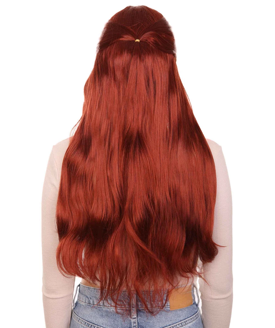 HPO Queeny Womens Wig | Long Brown Fancy Halloween Wig | Premium Breathable Capless Cap