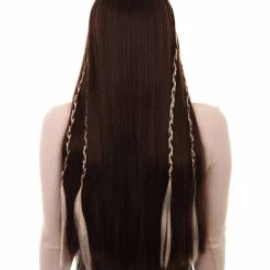 HPO Womens Renaissance Lady Medieval Princess Highlights Wig | Brown Historical Wigs | Premium Breathable Capless Cap