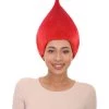 HPO Women's Bright Red Elf Wig W/ Bell | Christmas Wigs | Premium Breathable Capless Cap