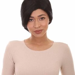 HPO Women's Short Black Natural Style Wig | Party Ready Fancy Cosplay Halloween Wig | Premium Breathable Capless Cap