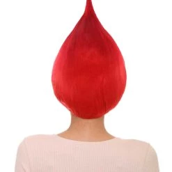 HPO Women's Bright Red Elf Wig W/ Bell | Christmas Wigs | Premium Breathable Capless Cap