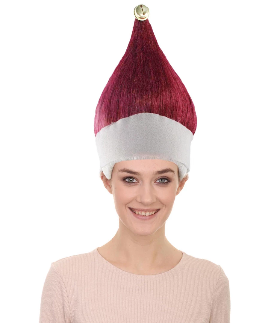 HPO Women's Velvet Red Elf Wig | Christmas Wigs | Premium Breathable Capless Cap