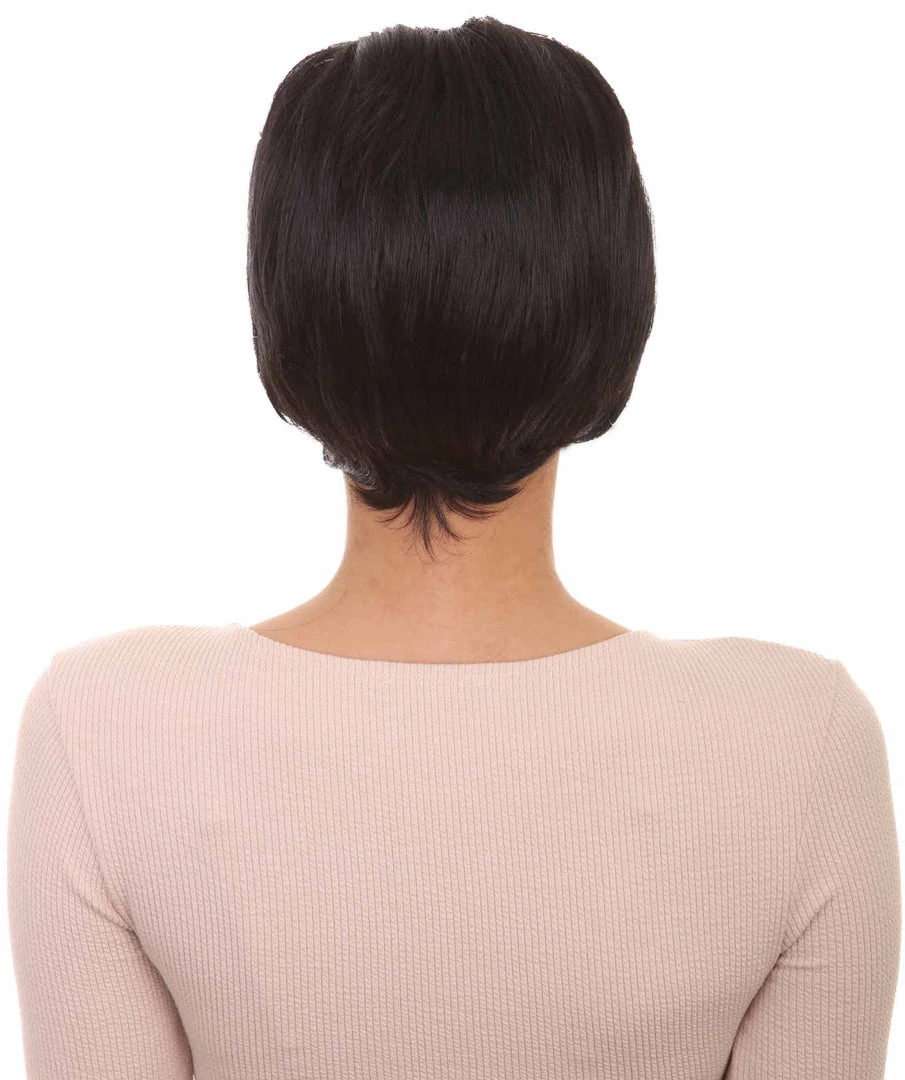 HPO Women's Short Black Natural Style Wig | Party Ready Fancy Cosplay Halloween Wig | Premium Breathable Capless Cap