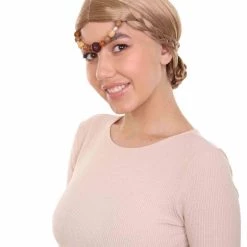 HPO Women's Womens Medieval Renaissance Wig | Elegant Princess Braided Blonde Wig | Premium Breathable Capless Cap