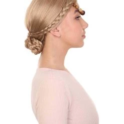 HPO Women's Womens Medieval Renaissance Wig | Elegant Princess Braided Blonde Wig | Premium Breathable Capless Cap