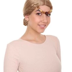 HPO Women's Womens Medieval Renaissance Wig | Elegant Princess Braided Blonde Wig | Premium Breathable Capless Cap