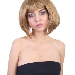 HPO Men's Celebrity Womens Casual Bob | Gold Bob Cosplay Halloween Wig | Premium Breathable Capless Cap
