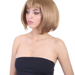 HPO Men's Celebrity Womens Casual Bob | Gold Bob Cosplay Halloween Wig | Premium Breathable Capless Cap