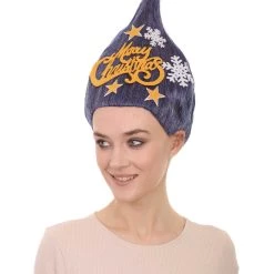 HPO Women's Blue Christmas Tree Unisex Wig | Merry Christmas Tag Wig | Premium Breathable Capless Cap