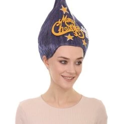 HPO Women's Blue Christmas Tree Unisex Wig | Merry Christmas Tag Wig | Premium Breathable Capless Cap