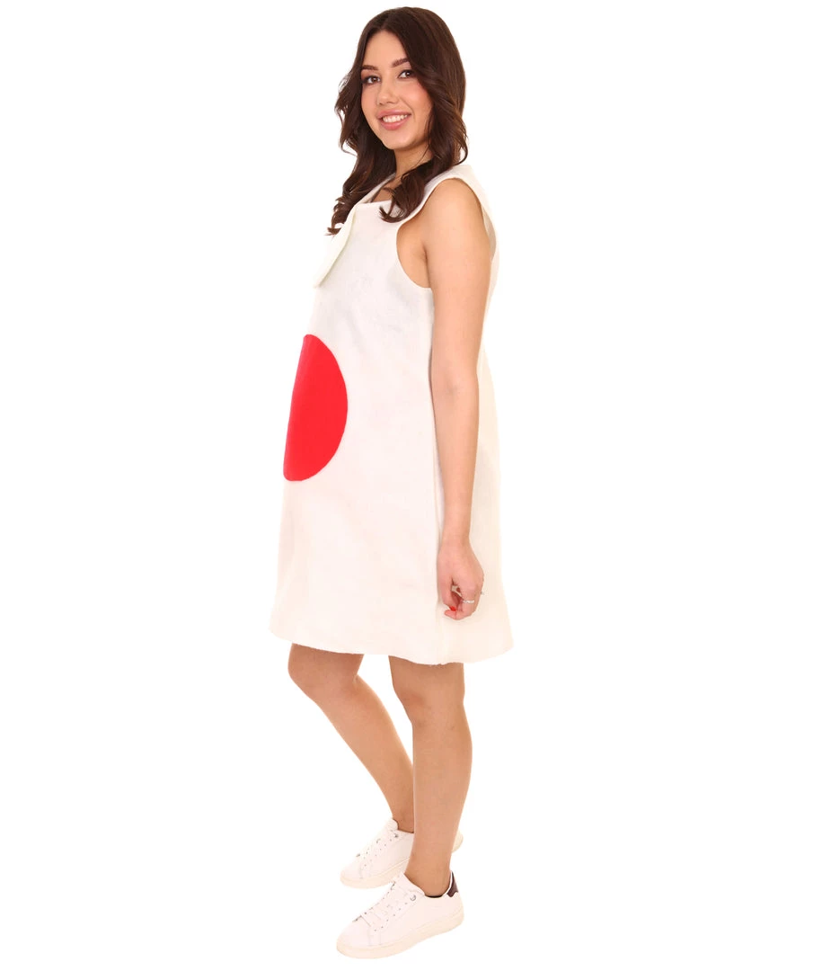 FLAGWIGS Adult Women's Japan FlagTrolls Sport Dress Costume | White Halloween Costume