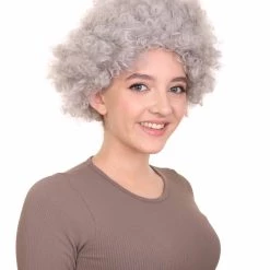 HPO Grandma Grey Womens Wig | Super Size Jumbo Afro Fancy Halloween Wig | Premium Breathable Capless Cap Men's
