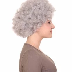 HPO Grandma Grey Womens Wig | Super Size Jumbo Afro Fancy Halloween Wig | Premium Breathable Capless Cap Men's