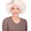 HPO Women's Doll Curly White Womens Wig | Super Sized Jumbo Character Cosplay Halloween Wig | Premium Breathable Capless Cap