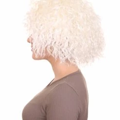 HPO Women's Doll Curly White Womens Wig | Super Sized Jumbo Character Cosplay Halloween Wig | Premium Breathable Capless Cap