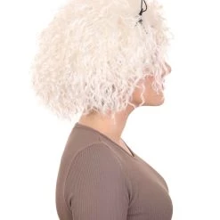 HPO Women's Doll Curly White Womens Wig | Super Sized Jumbo Character Cosplay Halloween Wig | Premium Breathable Capless Cap