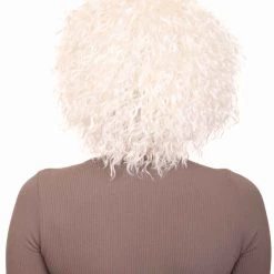 HPO Women's Doll Curly White Womens Wig | Super Sized Jumbo Character Cosplay Halloween Wig | Premium Breathable Capless Cap