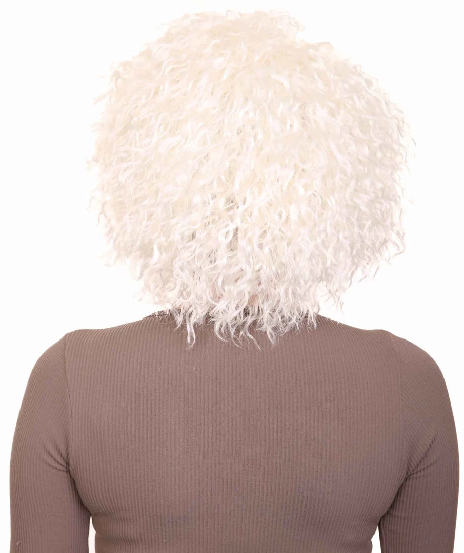 HPO Women's Doll Curly White Womens Wig | Super Sized Jumbo Character Cosplay Halloween Wig | Premium Breathable Capless Cap