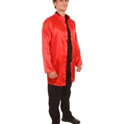 HPO Adult Men's Chinese Traditional Martial Arts Kung Fu Uniform Costume | Red Cosplay Costume