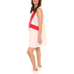FLAGWIGS Adult Women's England Flag Trolls Sport Dress Costume | White Cosplay Costume