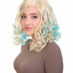 HPO Monster Womens Wig | Gold Sky Blue Cosplay Halloween Wig | Premium Breathable Capless Cap