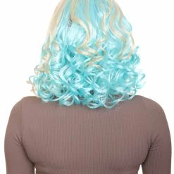 HPO Monster Womens Wig | Gold Sky Blue Cosplay Halloween Wig | Premium Breathable Capless Cap