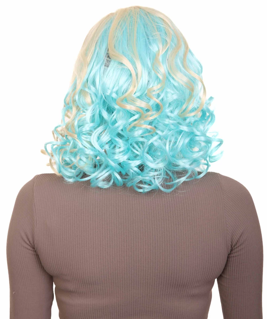 HPO Monster Womens Wig | Gold Sky Blue Cosplay Halloween Wig | Premium Breathable Capless Cap