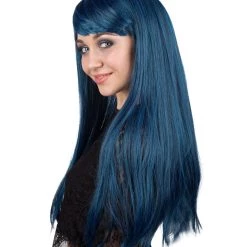 BC Adult Women's Dark Blue Color Straight Medium Length Trendy Wig